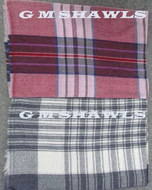 Fine Wool Check Stole