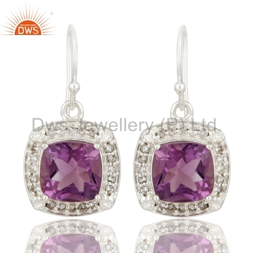 Amethyst & White Topaz Sterling Silver Earring
