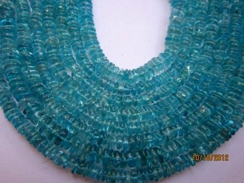 Round Brilliant Cut Aaa+++ 7 Inch Apatite 4Mm-5Mm Flat Tyre Gemstone Beads 