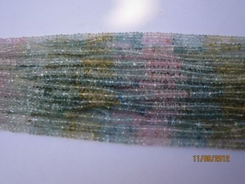 14 INCH AAA+++ MULTI AQUAMARINE 3MM-4MM FACETED RONDELL BEADS GEMSTONE 