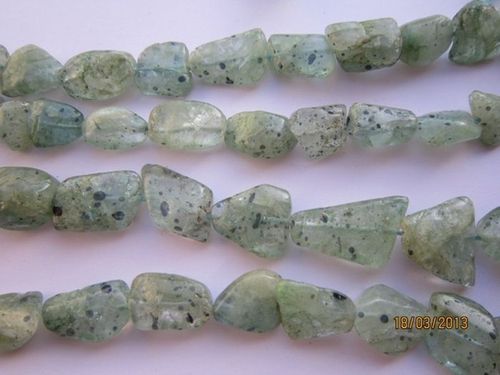 13 INCH MOSS AQUAMARINE 9X18MM TO 12X14MM TO 11X13MM PLAIN NUGGETS BEADS GEMSTON 