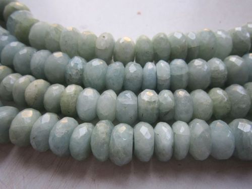 7 inch Aquamarine faceted roundell  beads gemstone 8mm-10mm 