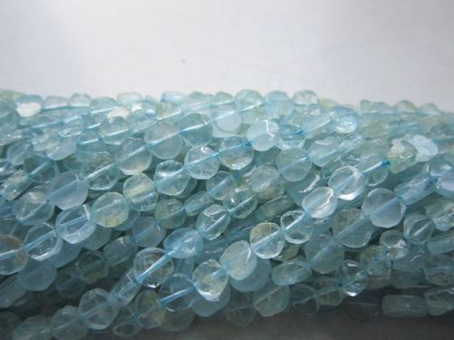 13 inch  aquamarine   plain coin beads one strand 8mm-10mm 