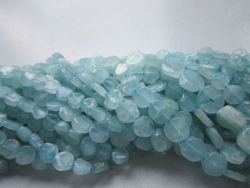 13 inch  aquamarine   plain coin beads one strand  
