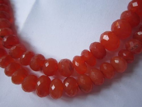 Oval Cut 7 Inch Carnelian 6mm-8mm Faceted Roundell Beads Gemstone