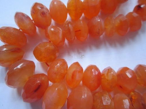 Oval Cut 7 Inch Carnelian 12Mm-14Mm Handmade Faceted Roundell Beads Gemstone  