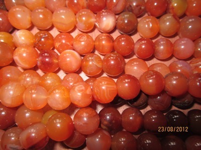 Carnelian Beads - 12" Length, 7-8MM Round, Natural Orange Gemstone