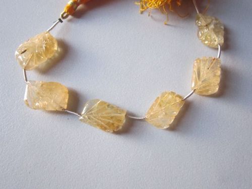 Amethyst Citrine Carved Beads Loose 5 Piece 13X20Mm 