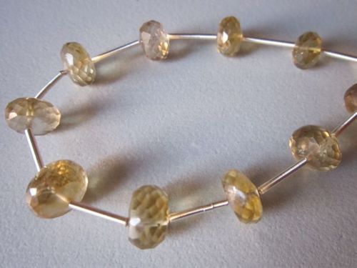 Aquamarine  Citrine Faceted Roundell Beads Loose 7Piece 8Mm-11Mm  