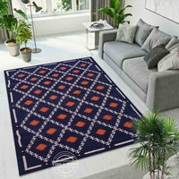Oriental Cotton Floor Rug - Cotton, 4x6 Feet, Blue | Hand Washable, Colorful Designs, Handmade, Anti Slip, Sound Proof, Decorative