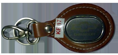 Metal Fitted Leatherite Keychain a Chevroleta With Hook