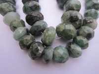 Emerald Beads - 8mm-10mm Faceted Roundel Design, Natural Greenish Black Color, Stylish Jewelry Enhancement