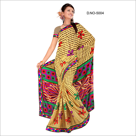 Printed Yellow Sarees