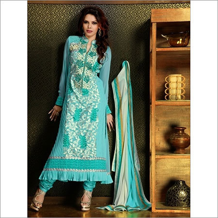 Vibrant Turquoise Designer Embroidery Salwar Suit