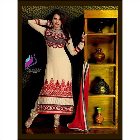 Majestic Cream Designer Straight Salwar Suit