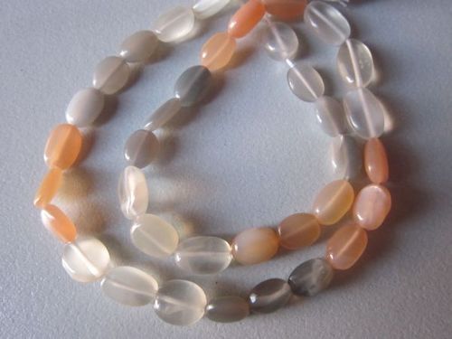 13 inch Multi Moonstone plain oval beads one strand 7x9mm to 6x9mm 