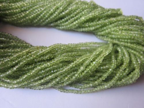 Round Brilliant Cut 13 Inch Peridot 2.5-3mm Faceted Roundell Beads