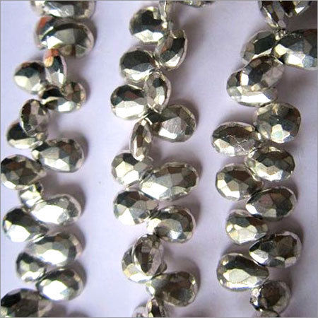 Heart Cut 6X9Mm To 7X10Mm Silver Pyrite Faceted Almond Beads Gemstone 8Inch 