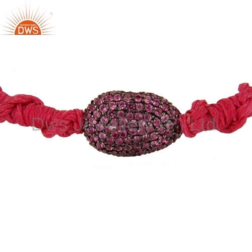 Natural Pink Sapphire Gemstone Bracelets - 925 Sterling Silver, Adjustable Size | Macrame, Unisex, Anniversary Gift