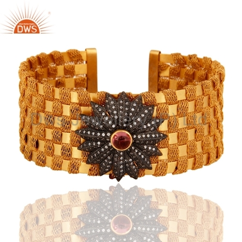 Tourmaline Silver Wire Cuff Bracelets