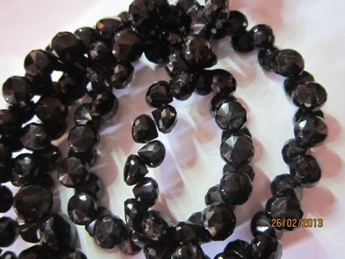 Natural 7 Inch Black Spinel Machine Cut Faceted Onion 7Mm Beads Gemstone 