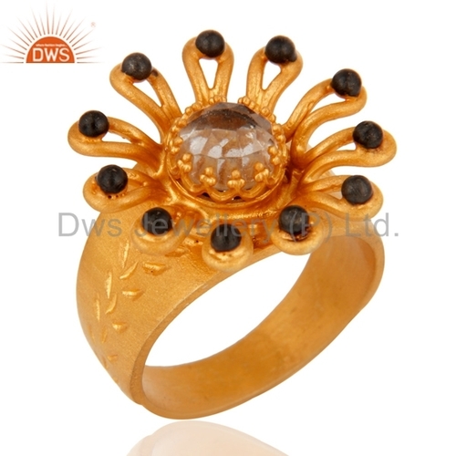 Floral Gold Plated Ring Designer Jewelry Gender: Women