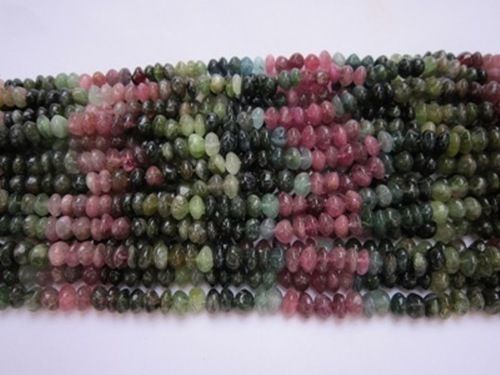 Pink And Black Round Tourmaline Beads Strands