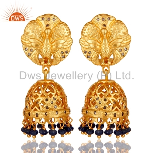 Round Brilliant Cut Silver Gold Plated Diamond Earring Jewelry