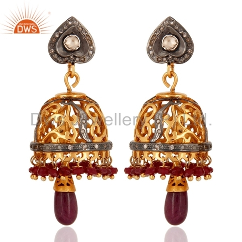 Round Brilliant Cut 925 Silver Pave Diamond Earring Jewelry