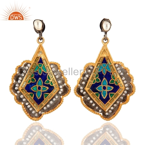 Enamel Gold Plated Sterling Silver Earrings