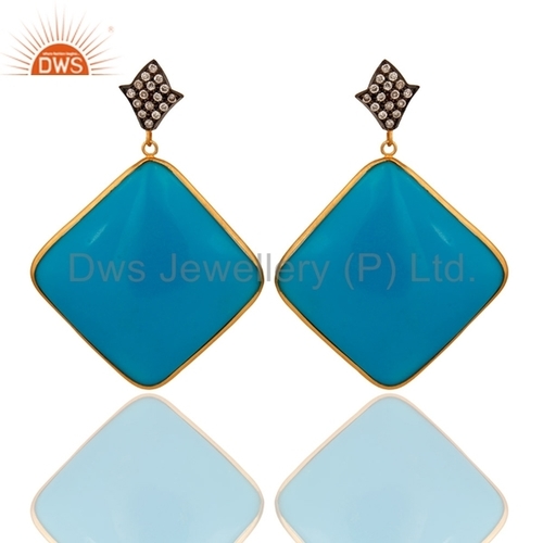 Bakelite Blue Sterling Silver Earring
