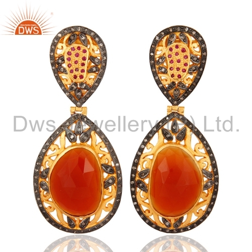 Round Brilliant Cut Silver Pave Diamond Earring Jewelry