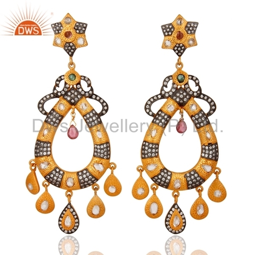 Designer Silver Zircon And Crystal Quartz Earring Gender: Women