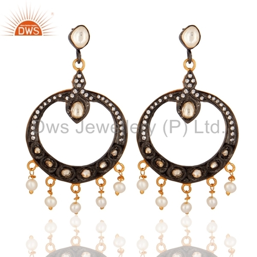 Silver Pearl & White Zircon Earring Gender: Women