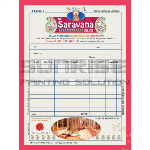 Sunrise Printing Bill Book