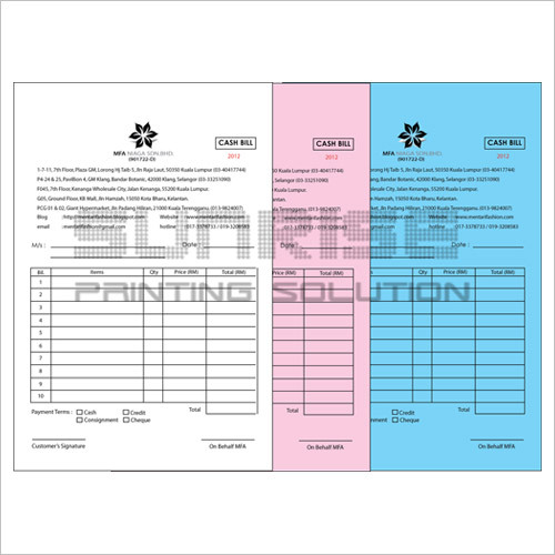Sunrise Printing Bill Book