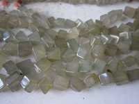 Aventurian Box Plain Beads - 13 Inch Cushion Cut Strand, Natural White Gemstone