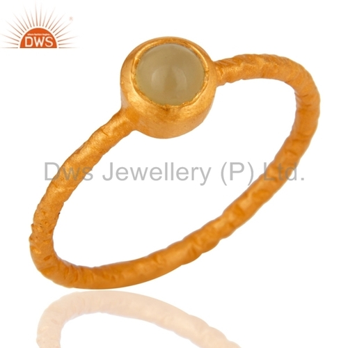 Gold Vermeil 925 Silver Chalcedony Ring - Size 5 to 10, Unisex & Women's Gemstone Jewelry