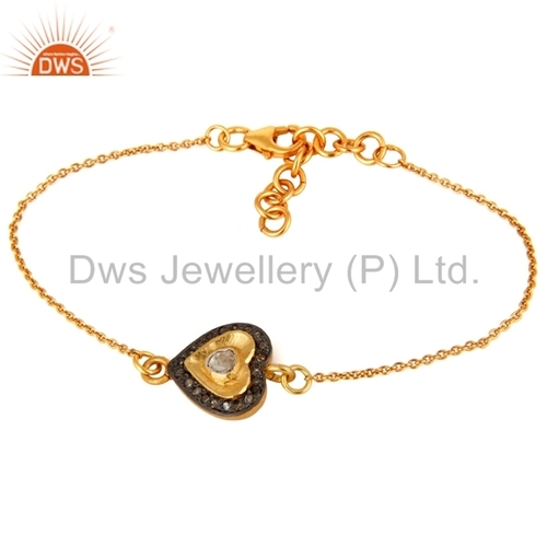 Gold Plated Silver Rose Cut Diamond Bracelet