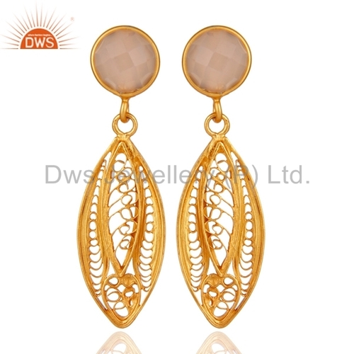 925 Silver Rose Chalcedony Earring