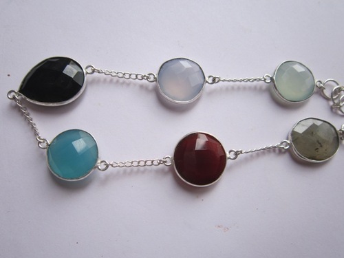 10Inch  Multi Stone 6Pcs. 15mm-20mm Connector Bracelet 