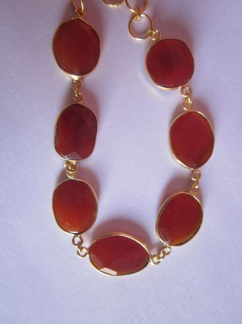 7 pcs. Red Chalcedony gold vermiel connectors bracelet Approx 49cts.  