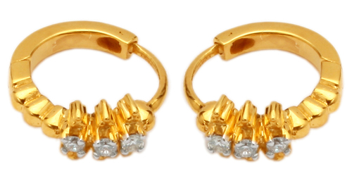 Diamond Earrings - Gold, 15mm Dia, 2g | Elegant Design, SI1 Clarity Diamonds, Pave Setting, Gold Hoops