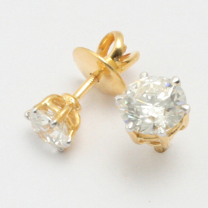 Diamond Earrings - Gold, 8-10mm, 0.5-1.0 Carat Diamonds, Prong Setting, Elegant Design, Sparkling, Secure Fitting