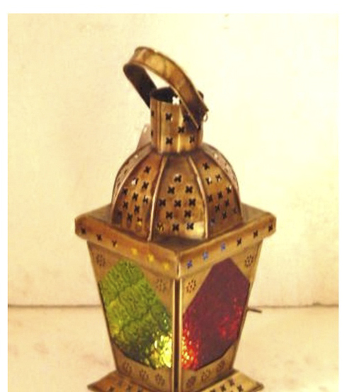 Iron Lantern Brass Plated