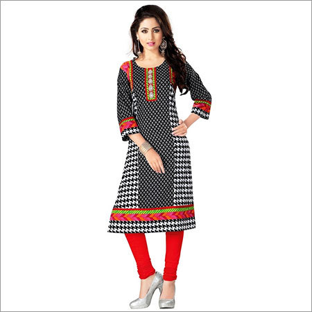 Washable Trendy Black Cotton Kurti