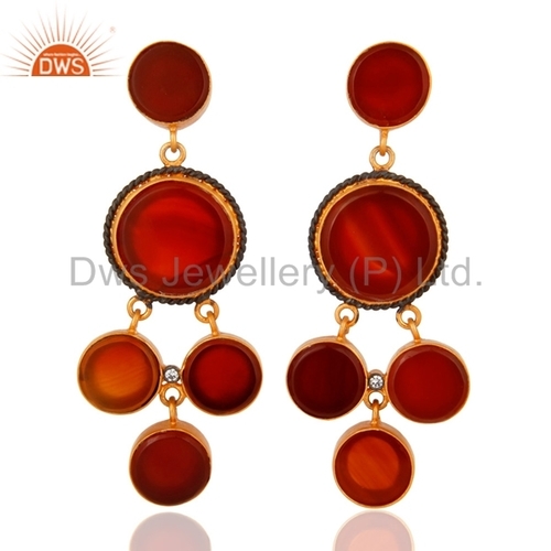 CZ Red Onyx Gemstone Earring Designer Jewelry