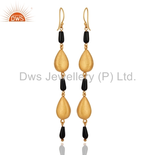 22k Gold Plated 925 Silver Dangle Earrings