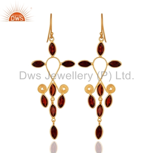 Gold Plated Sterling Silver Garnet Earrings
