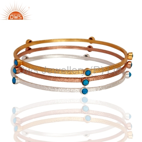 18K Gold Plated Brass Turquoise Bangle